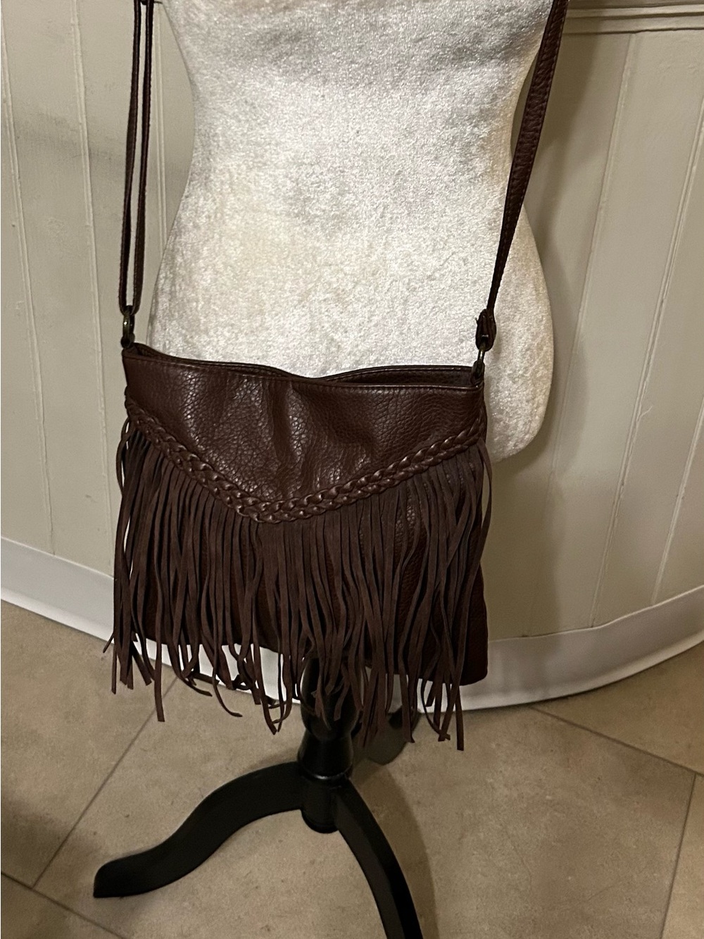 T-Shirt & Jeans Brown Boho Fringe Crossbody Bag/NWOT